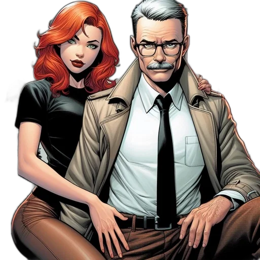 comic book art, concept art, two, individuals transparent PNG cut-out