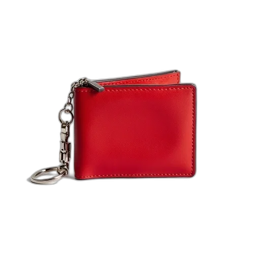 red, leather, wallet, silver transparent PNG cut-out