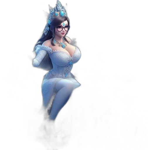 dress, staff, crown, fantasy art transparent PNG cut-out