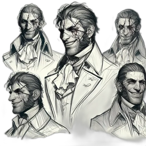face, concept art, comic book art, pencil sketch transparent PNG cut-out