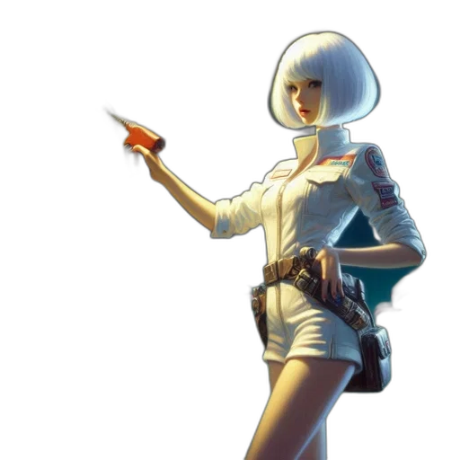 staff, jacket, robot, weapon transparent PNG cut-out