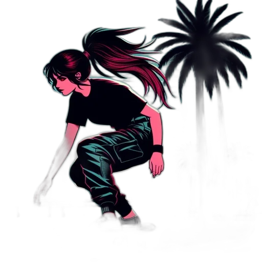 concept art, vaporwave, anime, pixel art transparent PNG cut-out