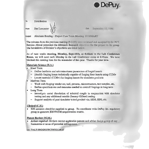 document, depuy, dated, september transparent PNG cut-out