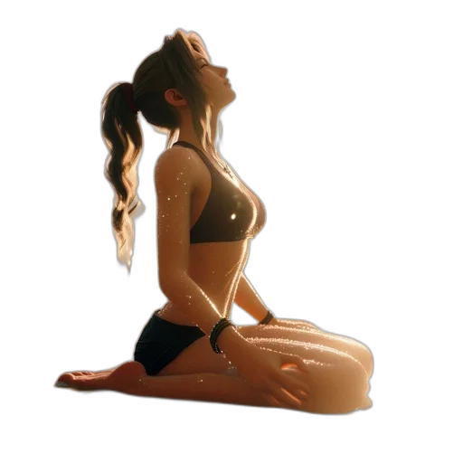 photorealistic, 3d render, woman, sits transparent PNG cut-out