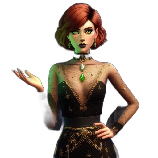 dress, jewelry, staff, concept art transparent PNG cut-out