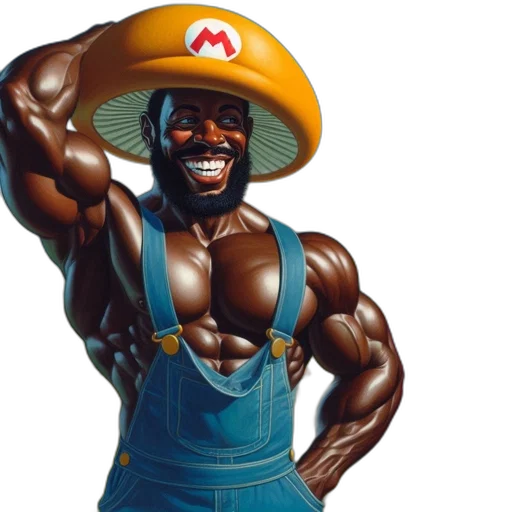 hat, concept art, muscular, man transparent PNG cut-out