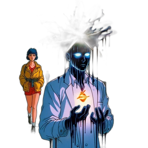 jacket, mask, robot, comic book art transparent PNG cut-out
