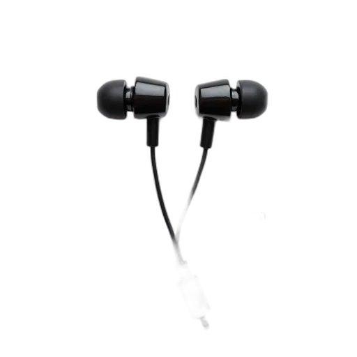 pair, black, plastic, earbuds transparent PNG cut-out