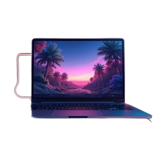staff, vaporwave, cyberpunk, 3d render transparent PNG cut-out
