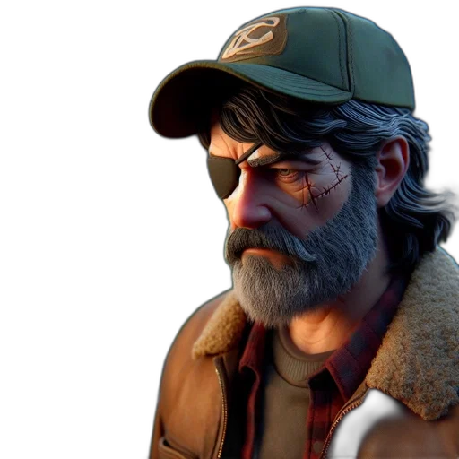 hat, jacket, face, 3d render transparent PNG cut-out