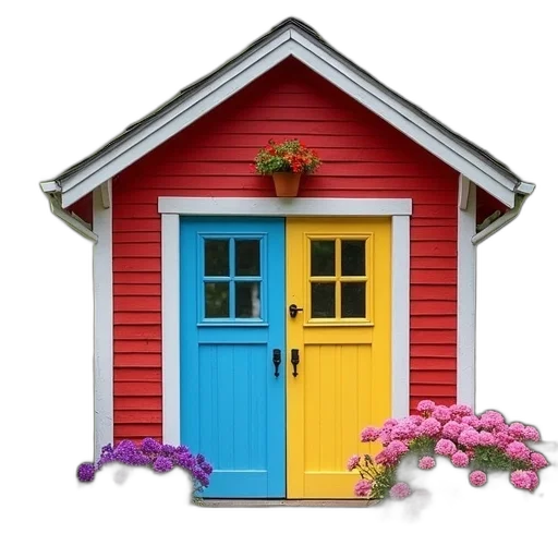 building, furniture, flower, 3d render transparent PNG cut-out