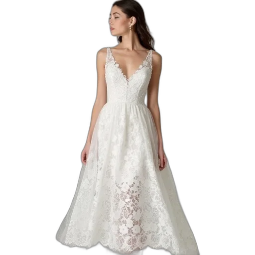 dress, theia, lace, midi transparent PNG cut-out