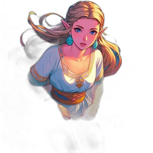 dress, crown, face, staff transparent PNG cut-out