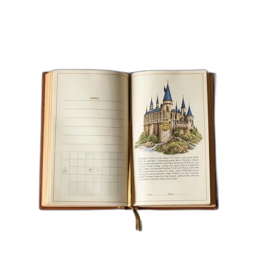 hogwarts-themed, journal, cover, featuring transparent PNG cut-out