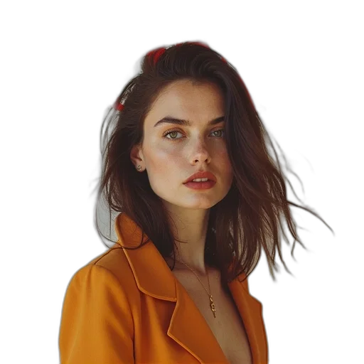 jacket, face, dress, hair transparent PNG cut-out