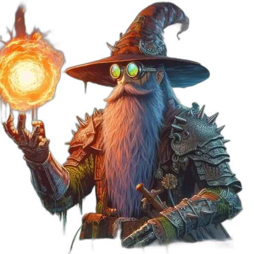 staff, dragon, hat, fantasy art transparent PNG cut-out