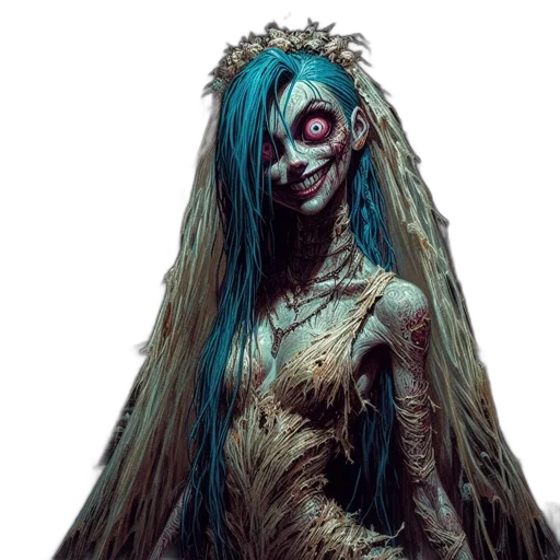 creature, mask, dress, hair transparent PNG cut-out
