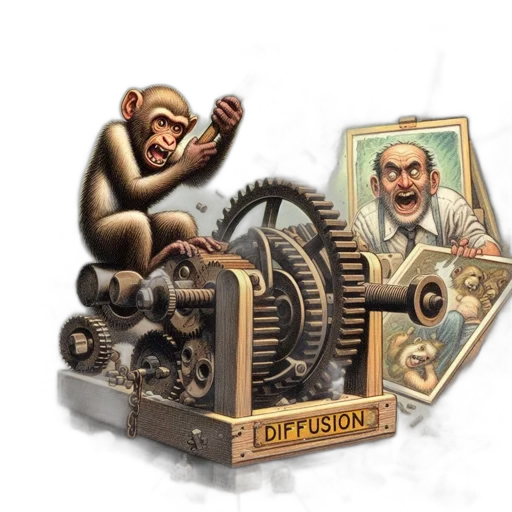 concept art, 3d render, monkey, uses transparent PNG cut-out