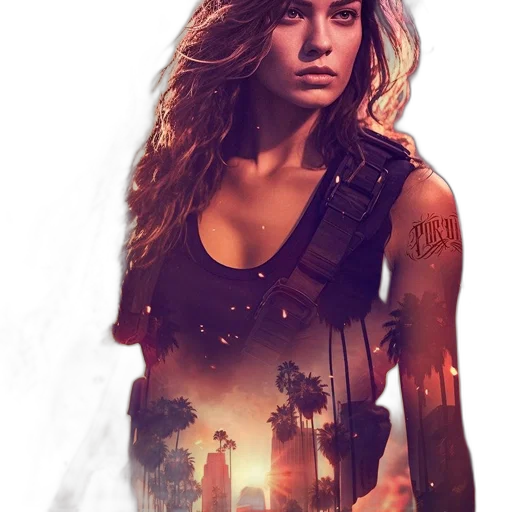 dress, cyberpunk, photorealistic, comic book art transparent PNG cut-out