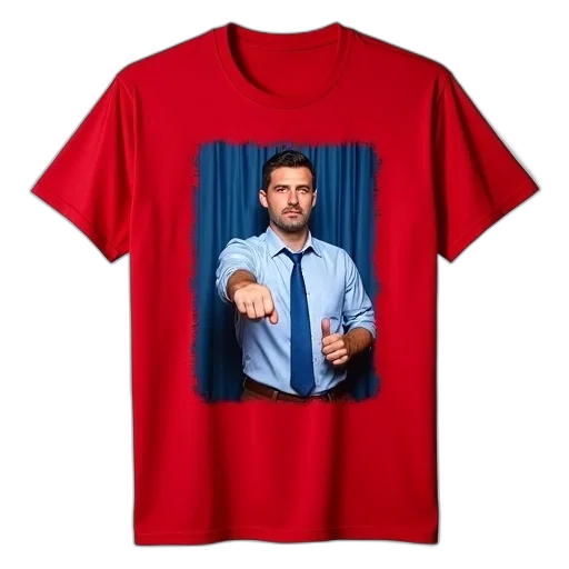 red, t-shirt, graphic, man transparent PNG cut-out