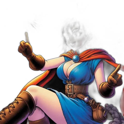 dress, sword, staff, comic book art transparent PNG cut-out
