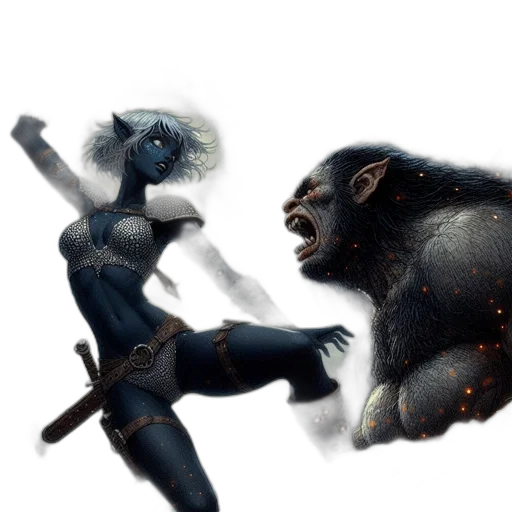 concept art, fantasy art, comic book art, 3d render transparent PNG cut-out