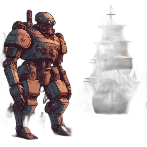 robot, weapon, concept art, 3d render transparent PNG cut-out