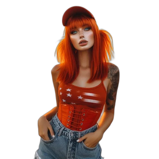 hat, jacket, hair, dress transparent PNG cut-out