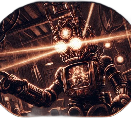 robot, weapon, comic book art, concept art transparent PNG cut-out