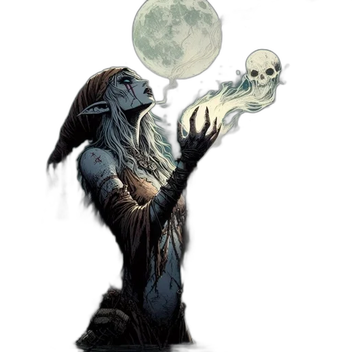 creature, staff, mask, fantasy art transparent PNG cut-out