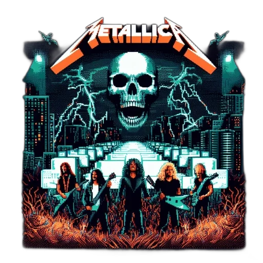 pixel, art, rendition, metallica transparent PNG cut-out