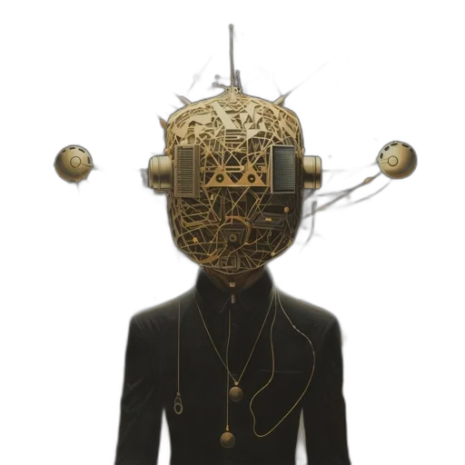 robot, mask, staff, crown transparent PNG cut-out