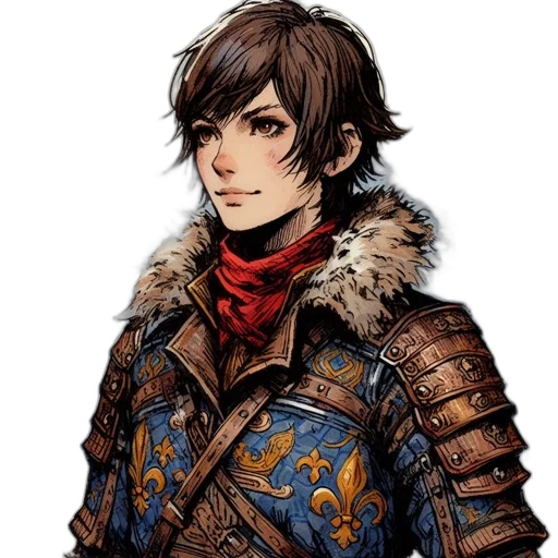 jacket, face, staff, sword transparent PNG cut-out