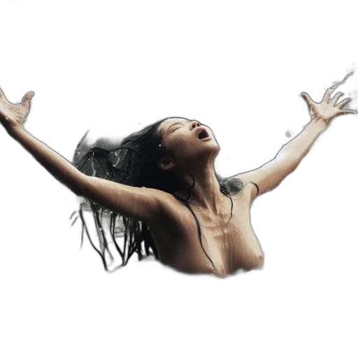 photorealistic, concept art, woman, immersed transparent PNG cut-out