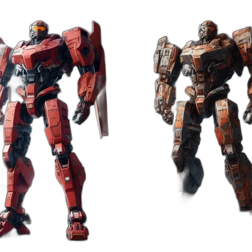 robot, concept art, 3d render, red transparent PNG cut-out