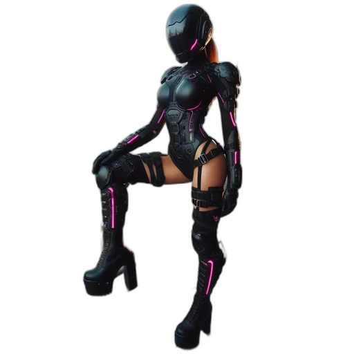 robot, dress, cyberpunk, 3d render transparent PNG cut-out