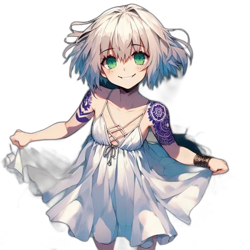 dress, staff, flower, creature transparent PNG cut-out