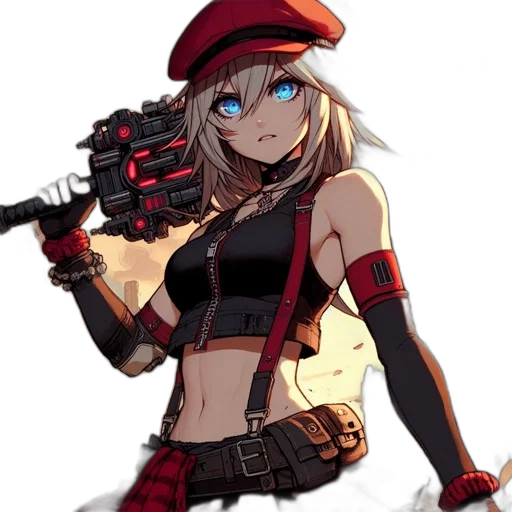 weapon, staff, robot, hat transparent PNG cut-out
