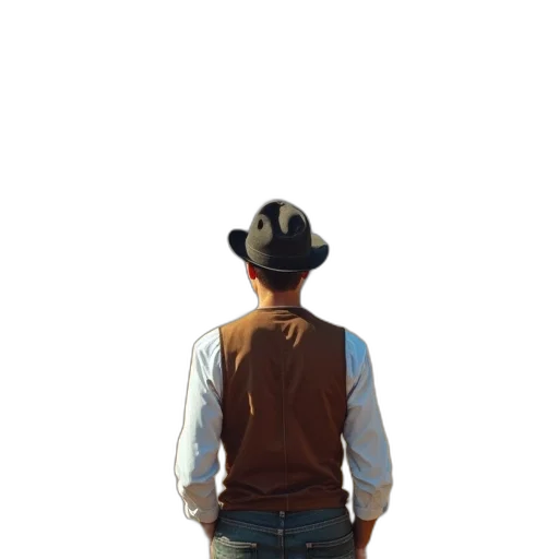 jacket, hat, staff, robot transparent PNG cut-out