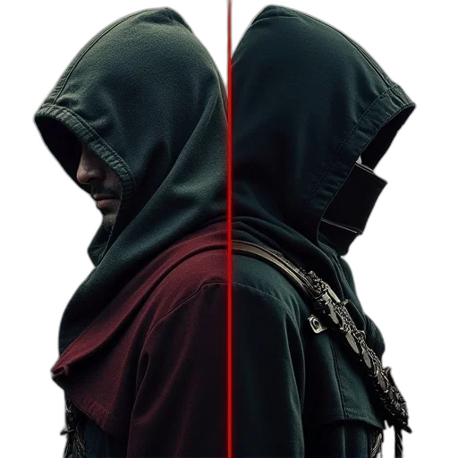 jacket, sword, mask, weapon transparent PNG cut-out