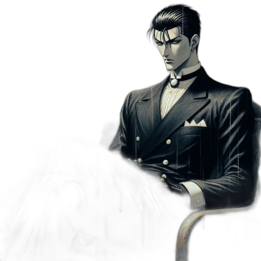 staff, jacket, face, weapon transparent PNG cut-out