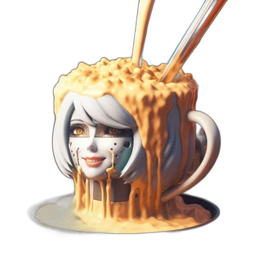 food, robot, face, 3d render transparent PNG cut-out