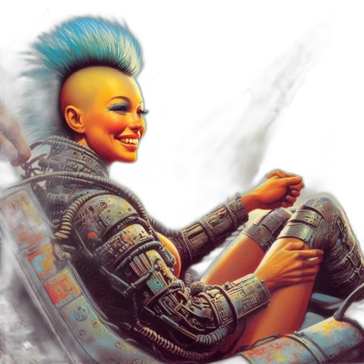 robot, dragon, face, cyberpunk transparent PNG cut-out