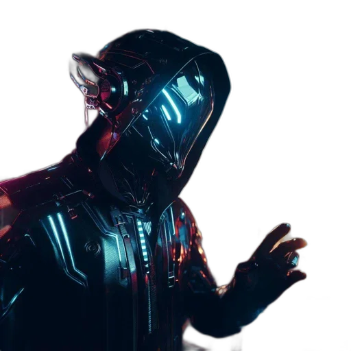robot, jacket, mask, creature transparent PNG cut-out