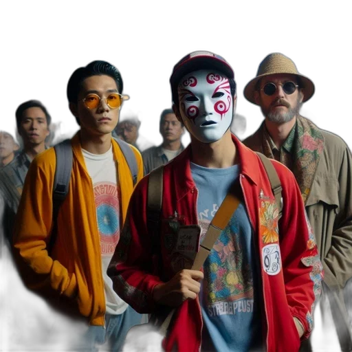 mask, jacket, concept art, photorealistic transparent PNG cut-out
