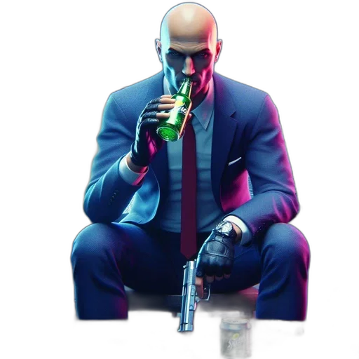 weapon, jacket, bottle, face transparent PNG cut-out