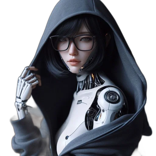 robot, jacket, staff, weapon transparent PNG cut-out