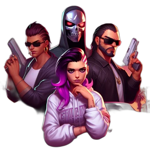 jacket, weapon, cyberpunk, comic book art transparent PNG cut-out