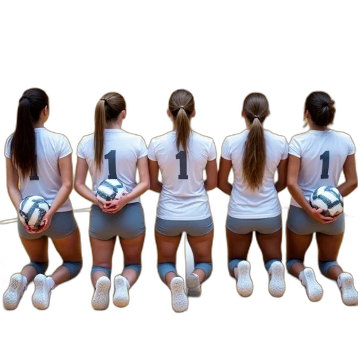 photorealistic, group, five, female transparent PNG cut-out