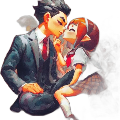 mask, anime, concept art, watercolor transparent PNG cut-out